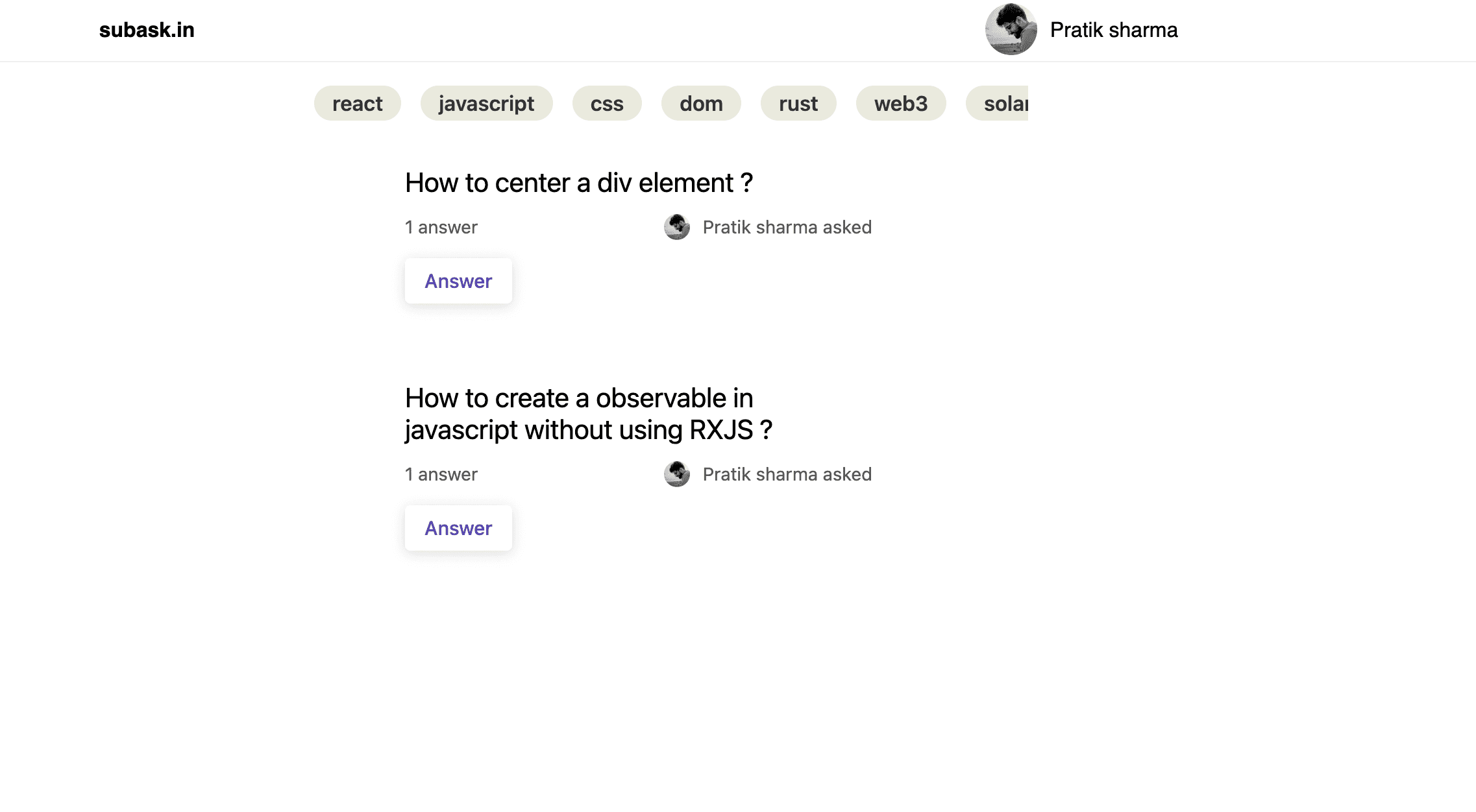 SubAsk: Where developers get question based code snippets.